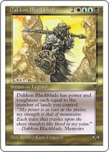 Dakkon Blackblade from Legends reprinted in Chronicles