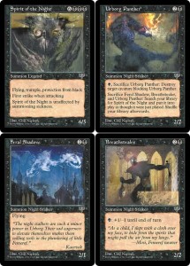 Spirit of the Night can be cast with Urborg Panther, Feral Shadow and Breathstealer