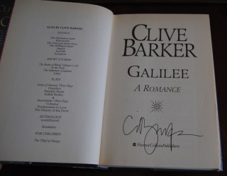 Hardcover Galilee signed by Clive Barker