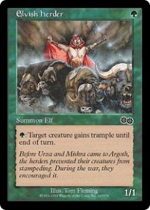Elvish herder from Urza's Saga provided Elf decks with ample Trample