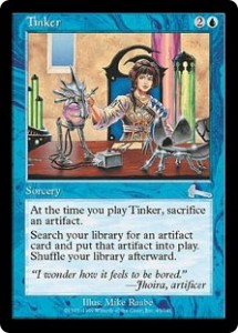 Tinker from Urza's Legacy was huge for artifact Combo decks