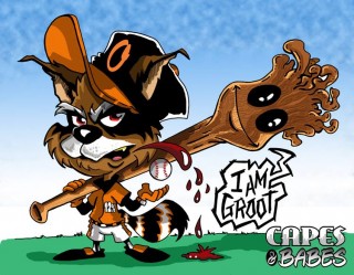 Baltimore Orioles Rocket and Groot