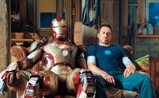 Tony Stark and Iron Man Suit Relax on the Couch