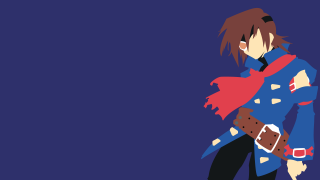 Minimalist Illustration of Blue Rogue Air Pirate Vyse from Skies of Arcadia by Brandon