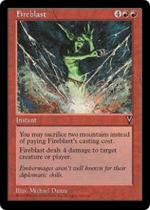 Fireblast a pitch card direct damage spell for Red in Visions