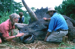 Sattler, Tim and Grant with the sick Triceratops