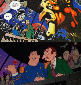 Captain Sternn in Heavy Metal also remains close to the original comic