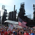 The Bethlehem Viewing Party was in front of the SteelStacks