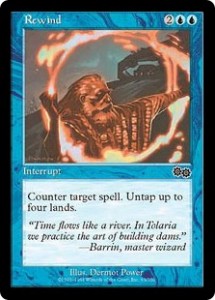Rewind was close to a Free Counterspell from Urza's Saga