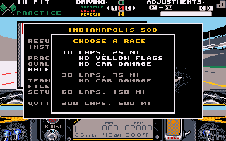 Indianapolis 500 The Simulation Choose a Race