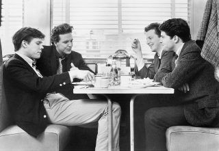 Fenwick, Boog, Shrevie, and Billy at the Diner